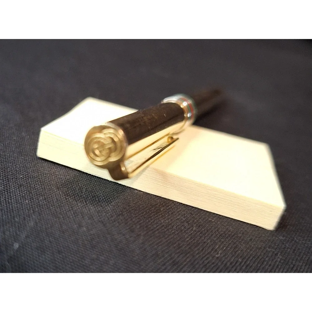Vintage Gucci Gold Tone Ballpoint Pen Green Red Sherry Line Stripe GG Logo‎